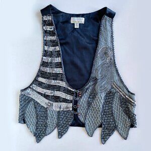 Vintage Kimchi & Blue 100% Silk Beaded Embellished Vest Size S